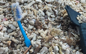 Brosse à dents sur le sable