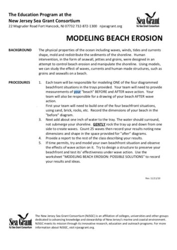 Expérience d'érosion des plages